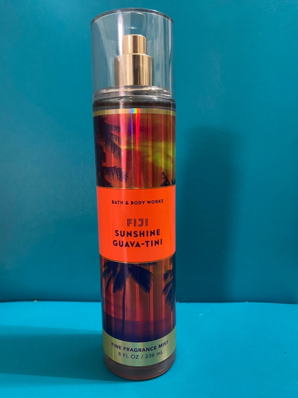 Bath & Body Works Fiji Sunshine Guava-Tini Mist — Orange & Gold Accents